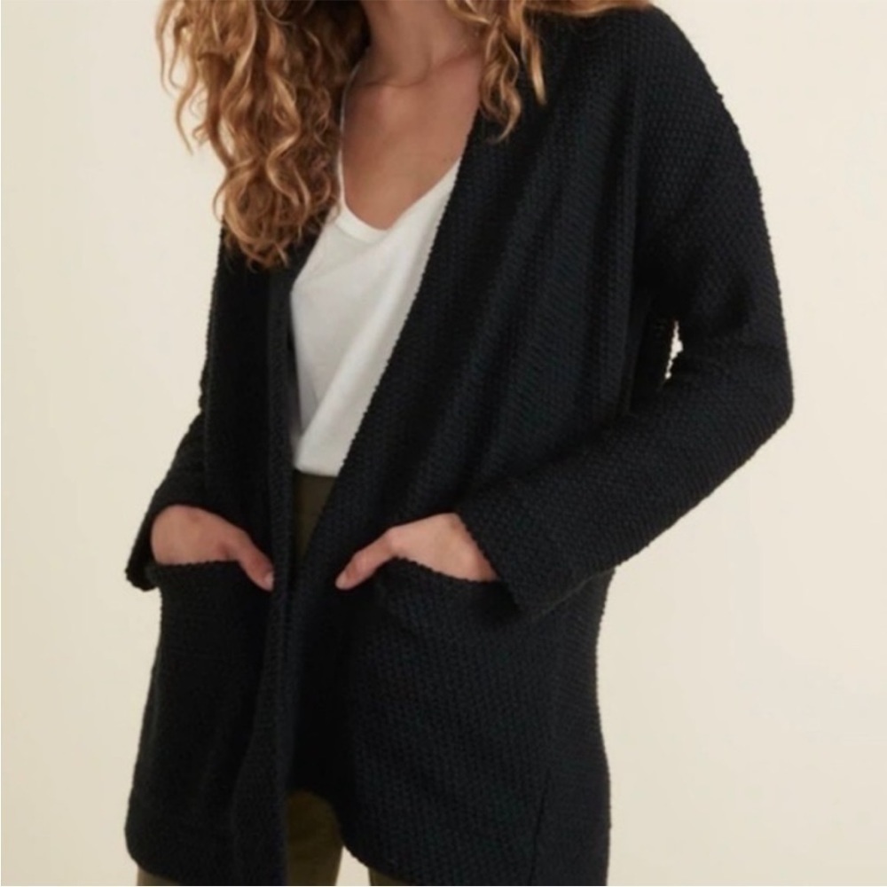Marine Layer Birdseye Cardigan Longline Sweater Navy Jet Black Size XS
